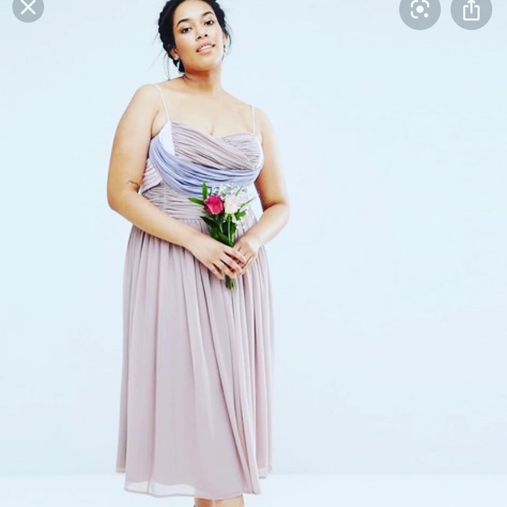 NWT ASOS Curve Chiffon Formal Dress Plus Sized Lavender Lilac 14 - Picture 2 of 9